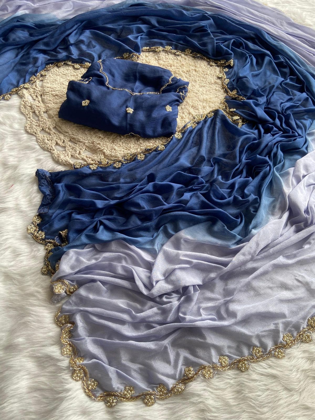 Dual shade party wear saree