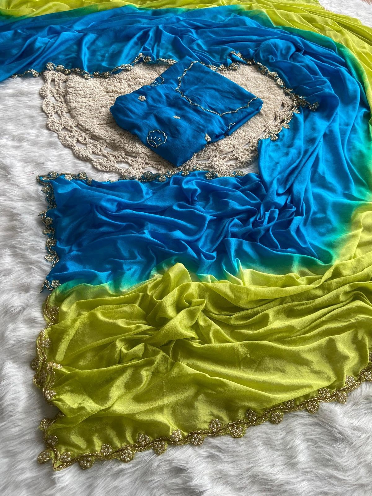 Dual shade party wear saree