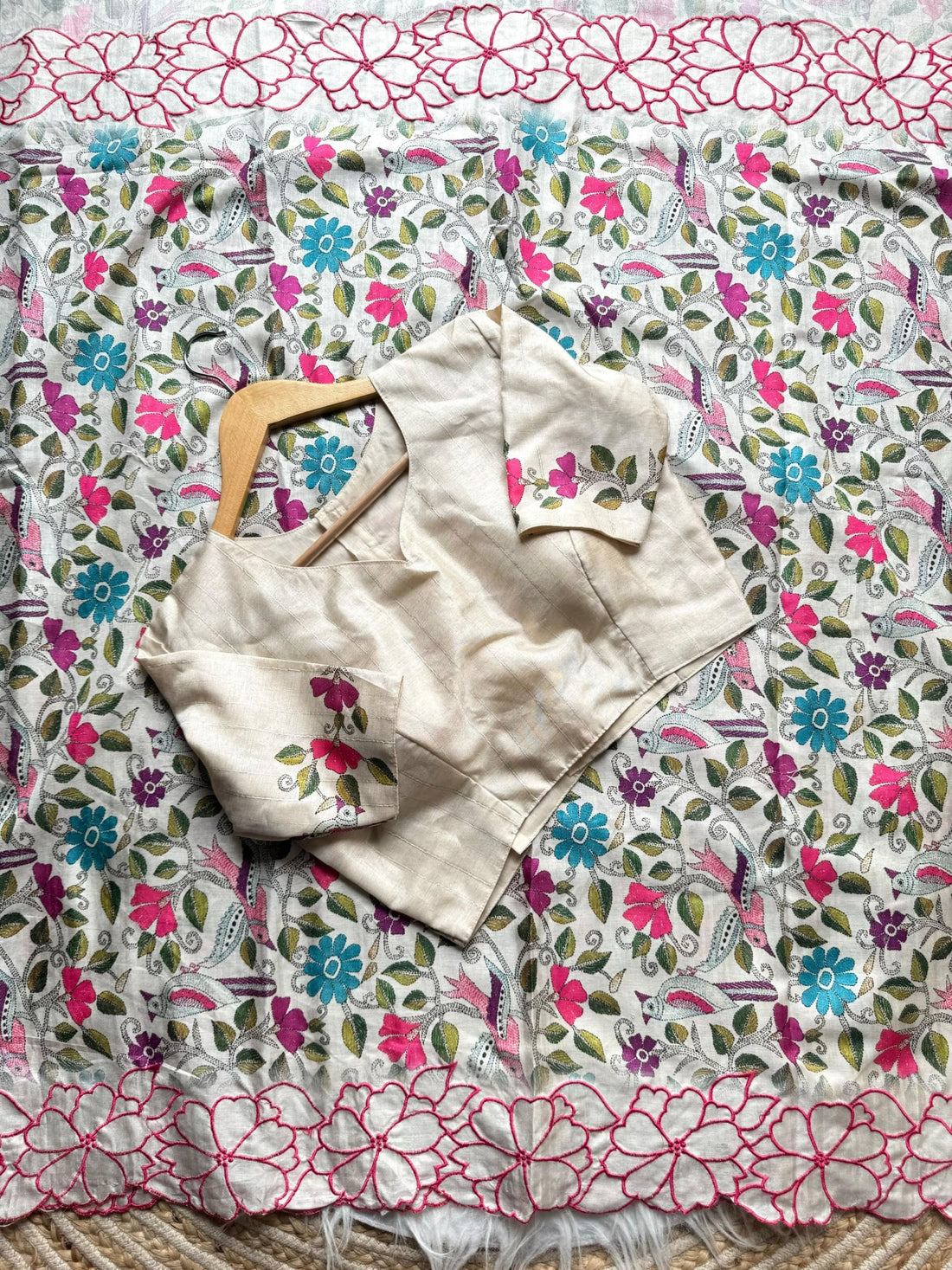 Floral Tussar saree