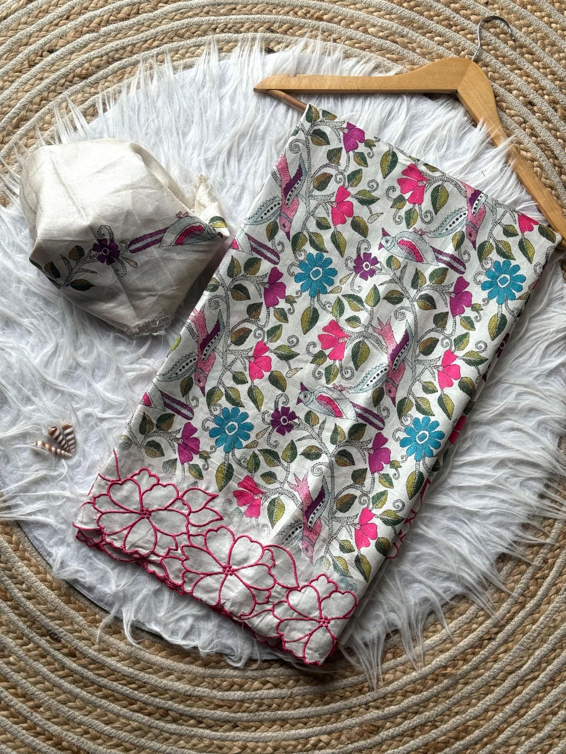 Floral Tussar saree