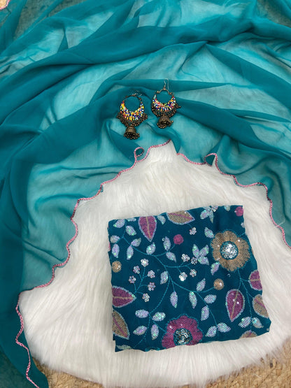 Exclusive Designer blouse concept Georgette sarees