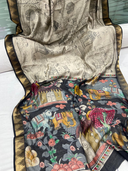 Kalamkari design Maheswari silk sarees