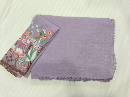 Pastel colours thread work Sarees