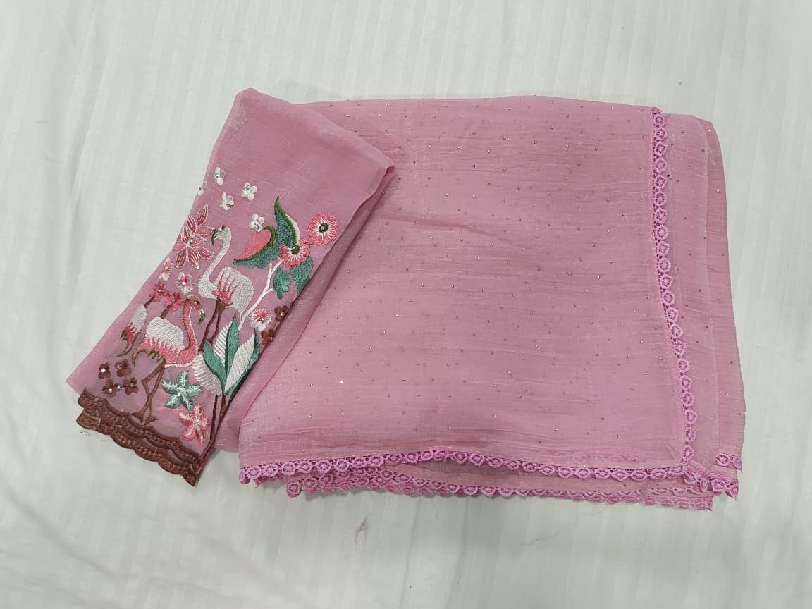 Pastel colours thread work Sarees