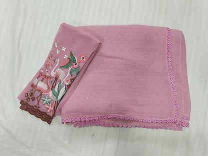 Pastel colours thread work Sarees
