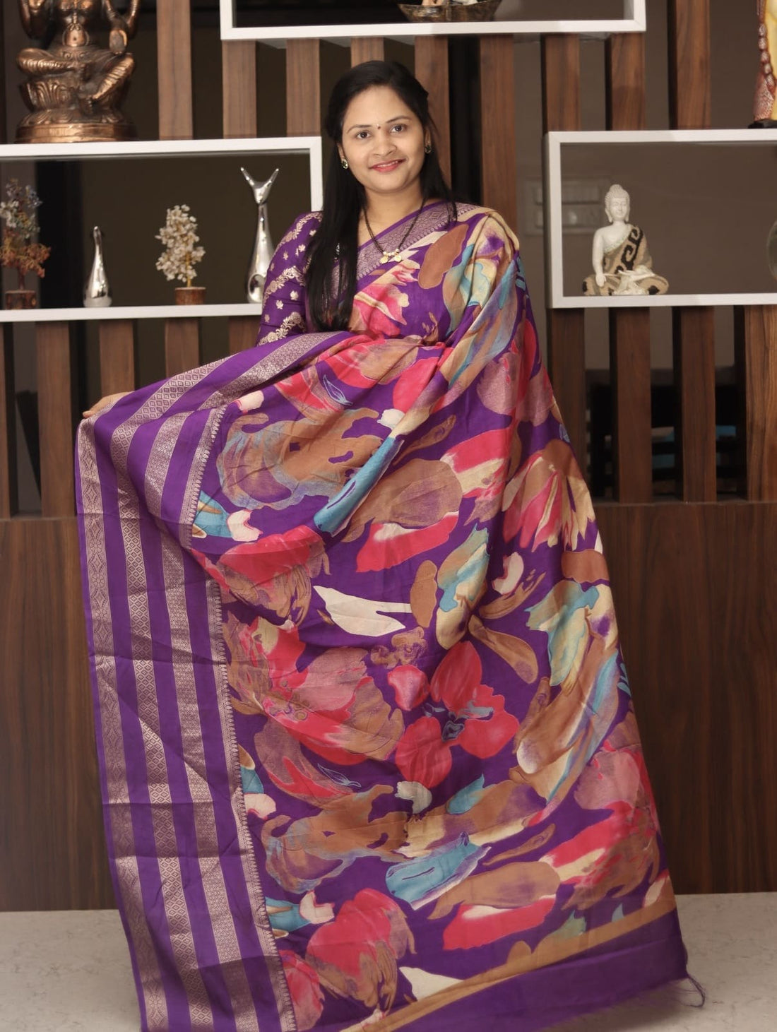Purple Multi Color Saree