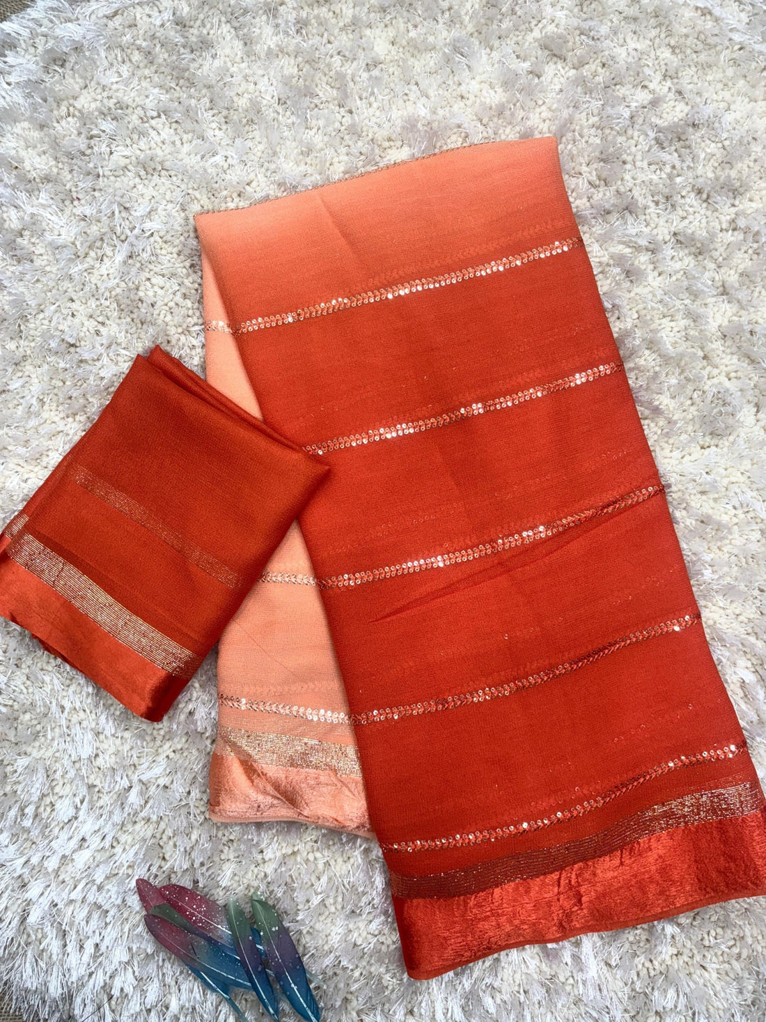 Orange Dual Shade Saree