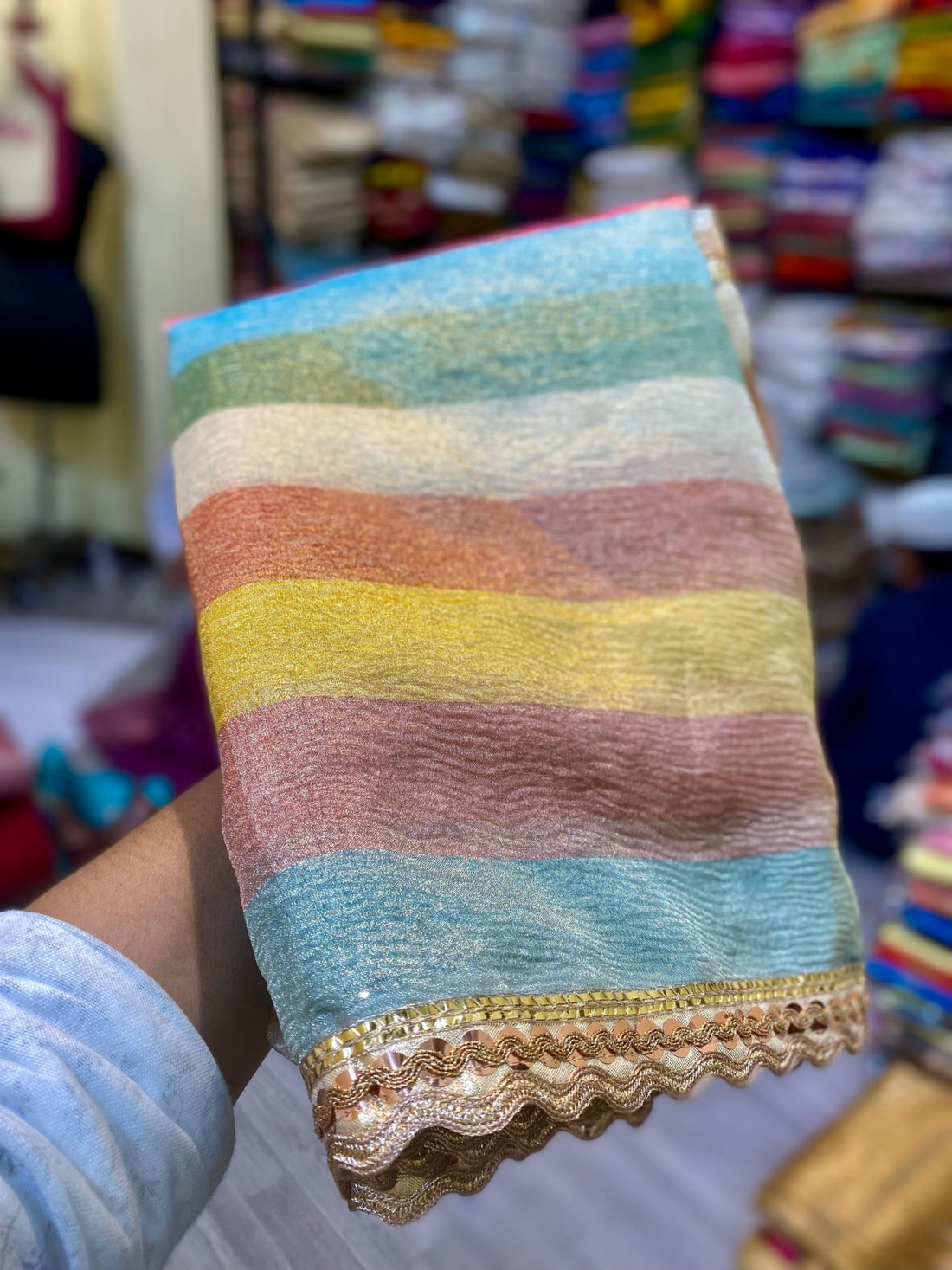 Rainbow Tissue Saree