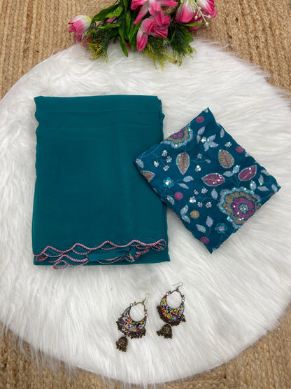 Exclusive Designer blouse concept Georgette sarees