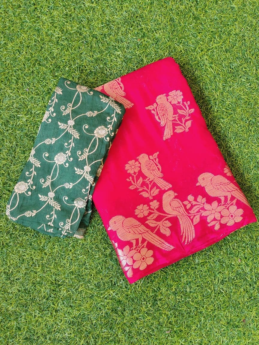 Parrot Design Banarasi Georgette