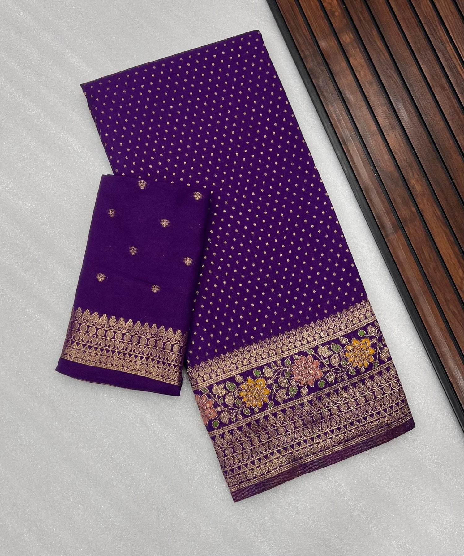 Meenakari Khadi Crep Saree