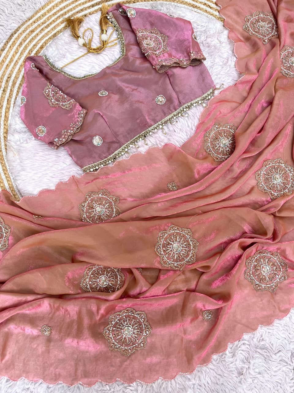 Maggam work party wear saree
