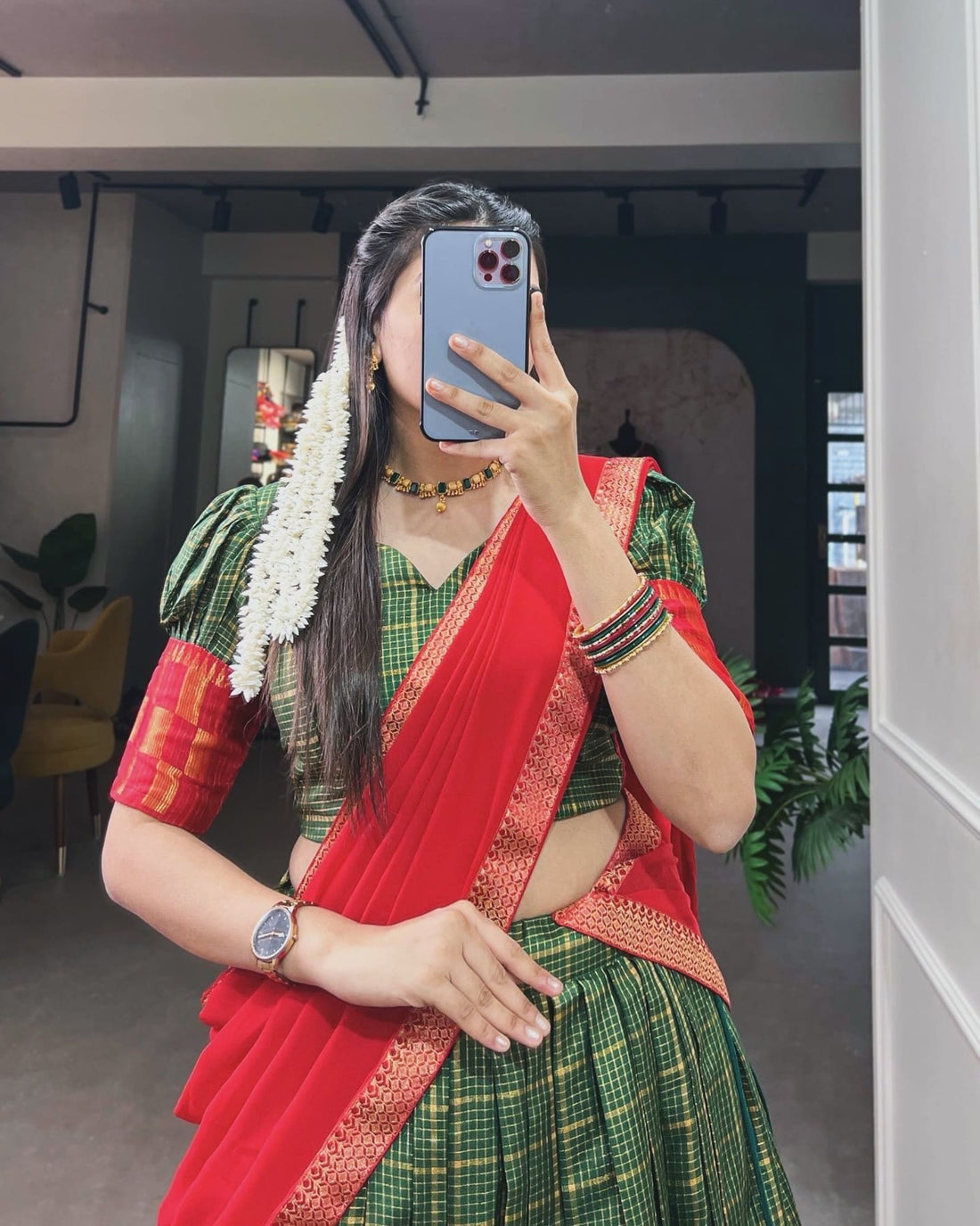 Green traditional lehenga