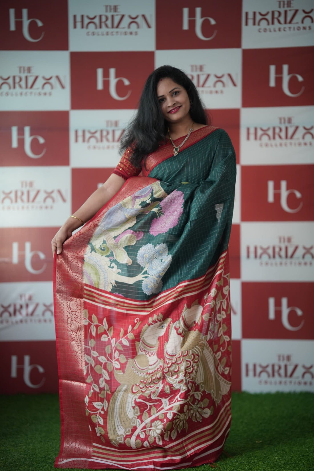 Kalamkari Checks Dola silk