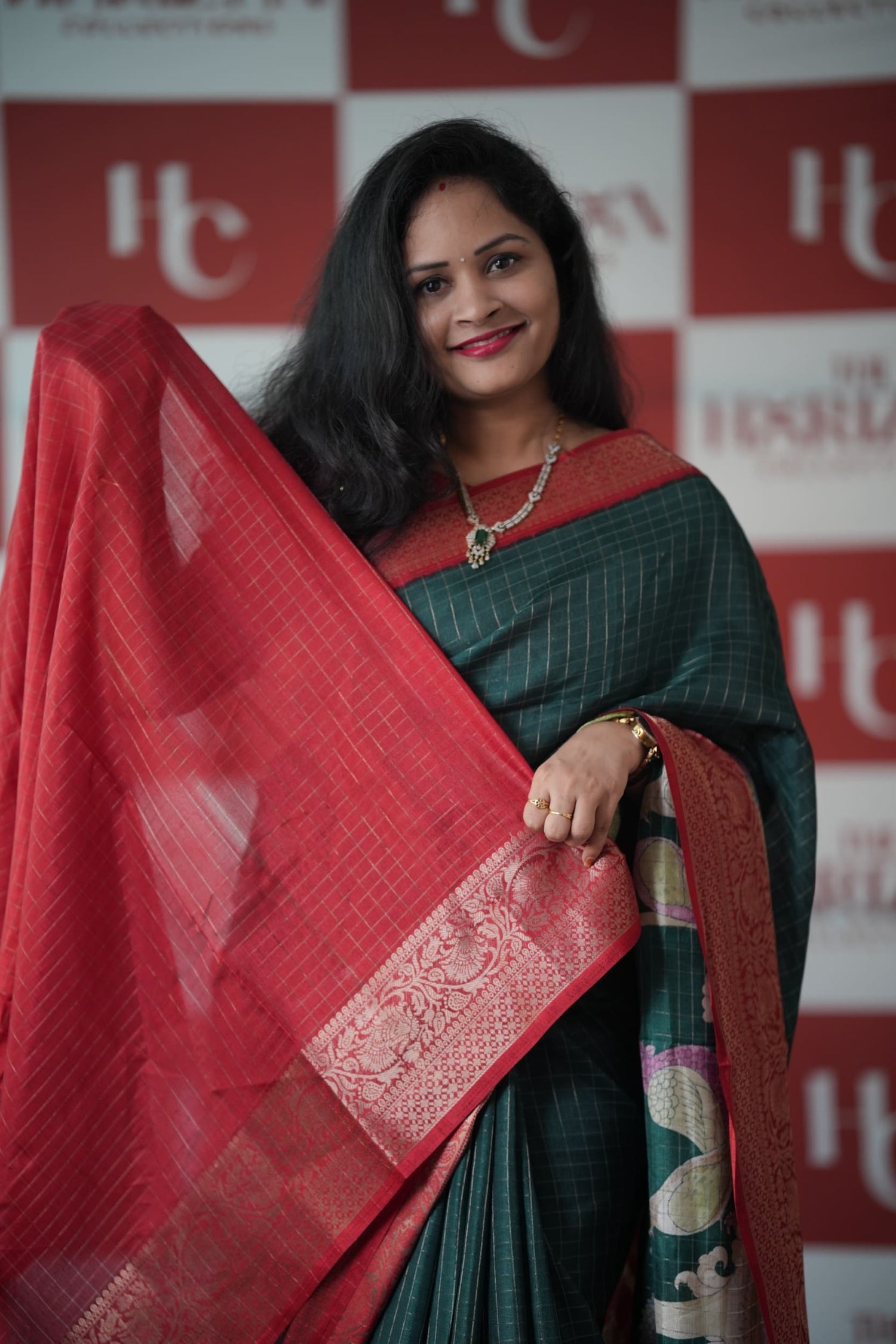 Kalamkari Checks Dola silk