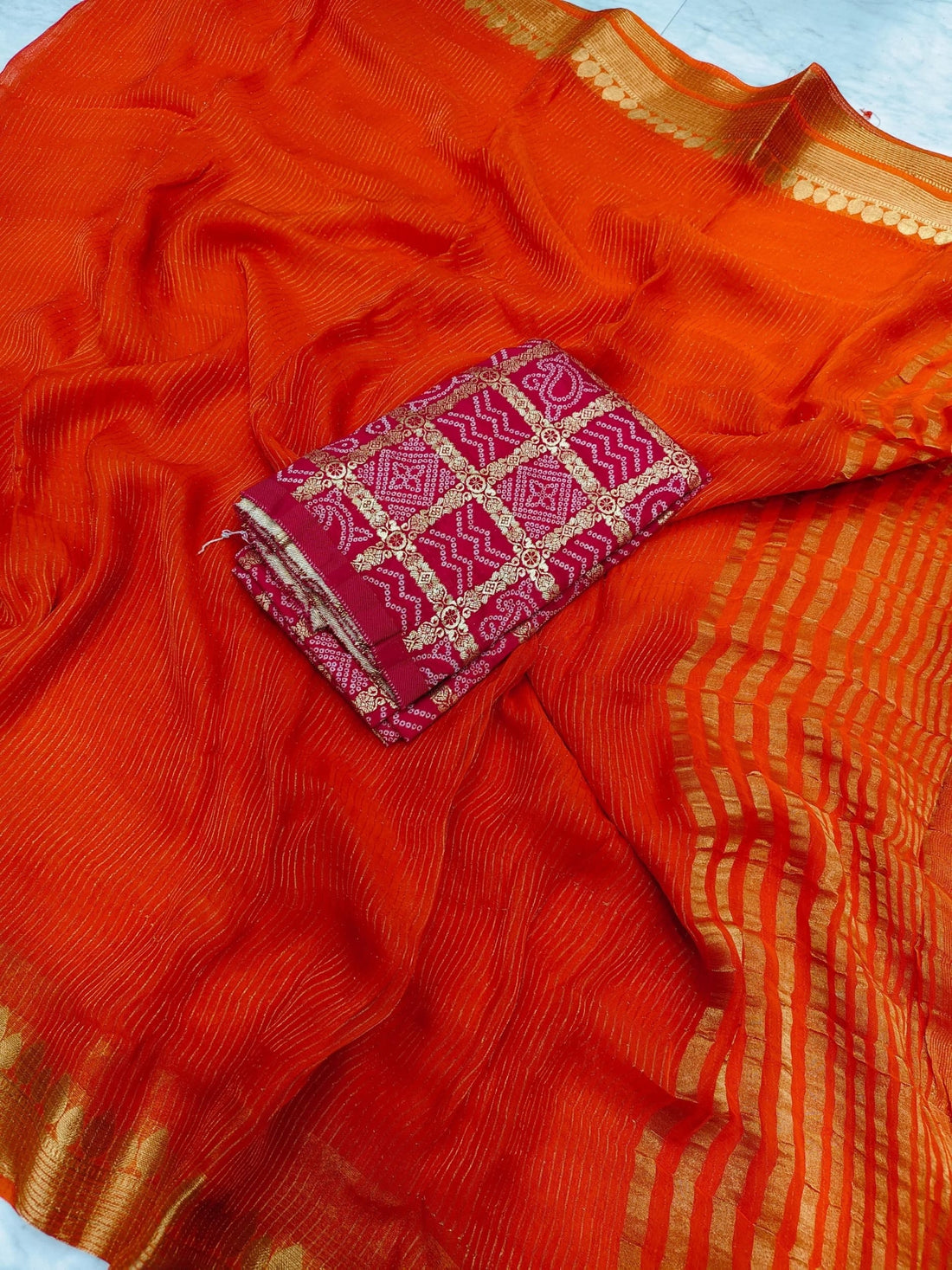 Trending Orange Saree(premium Quality)