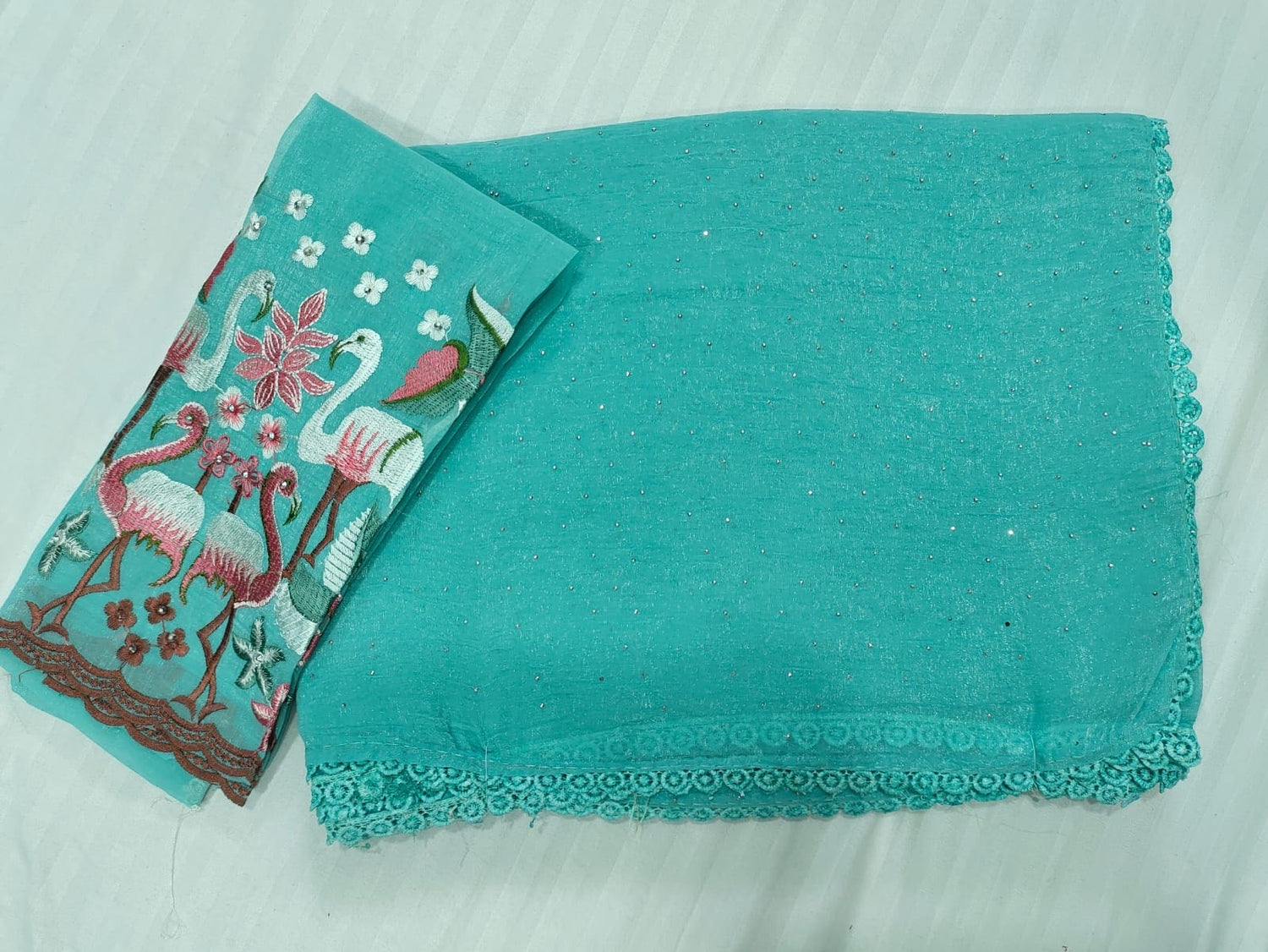 Pastel colours thread work Sarees