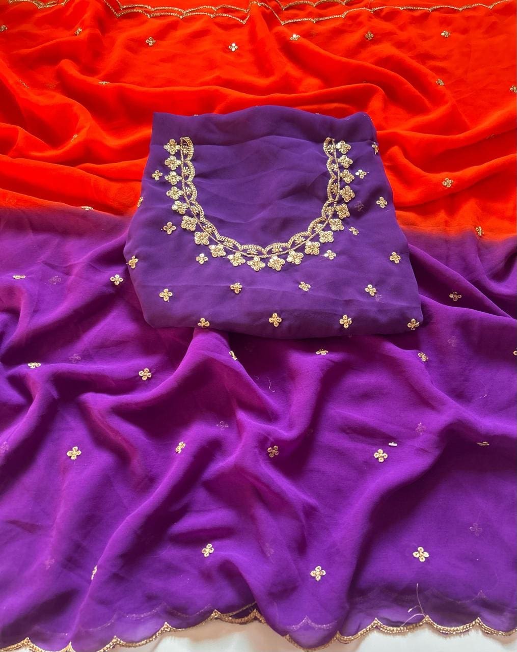 Dual shade party wear saree