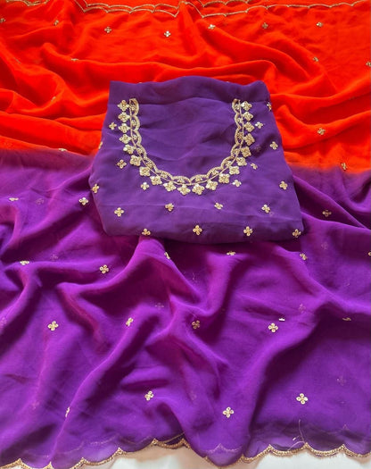Dual shade party wear saree