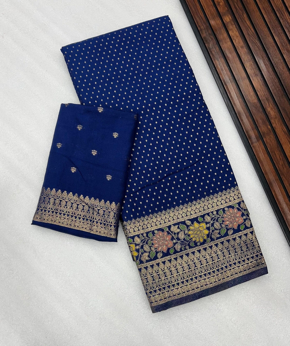 Meenakari Khadi Crep Saree