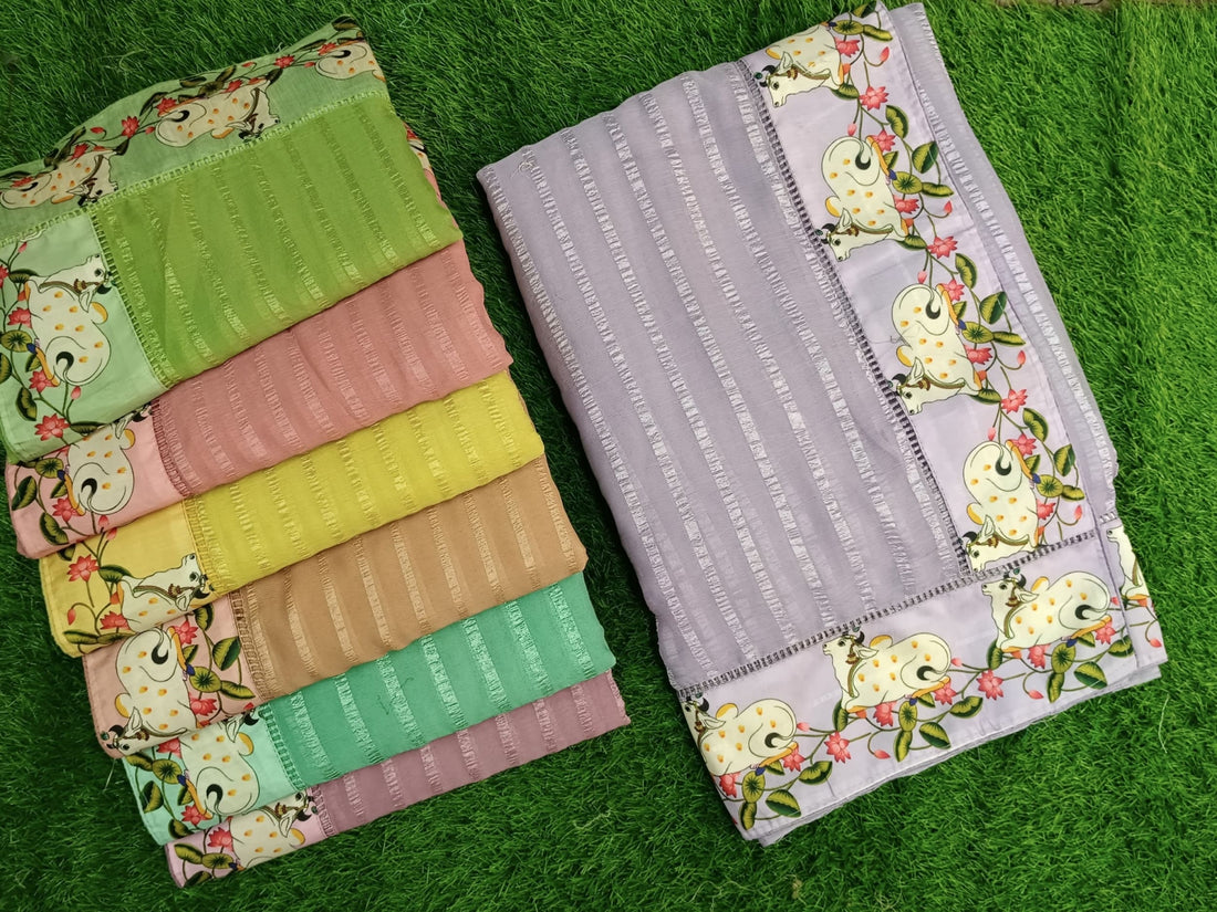 Pichwai Design Chiffon sarees