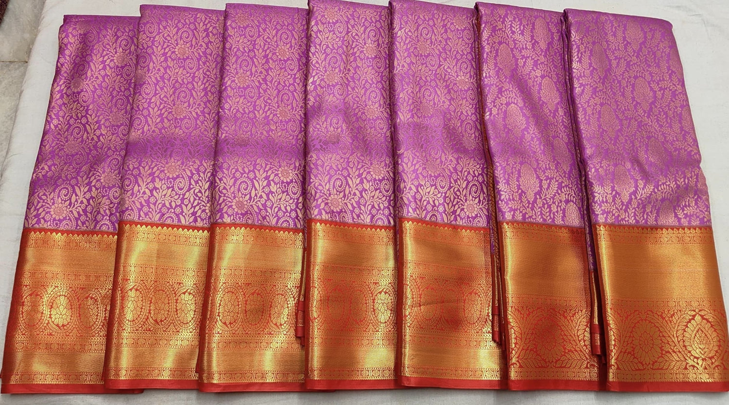 Lavender Red Pattu Saree