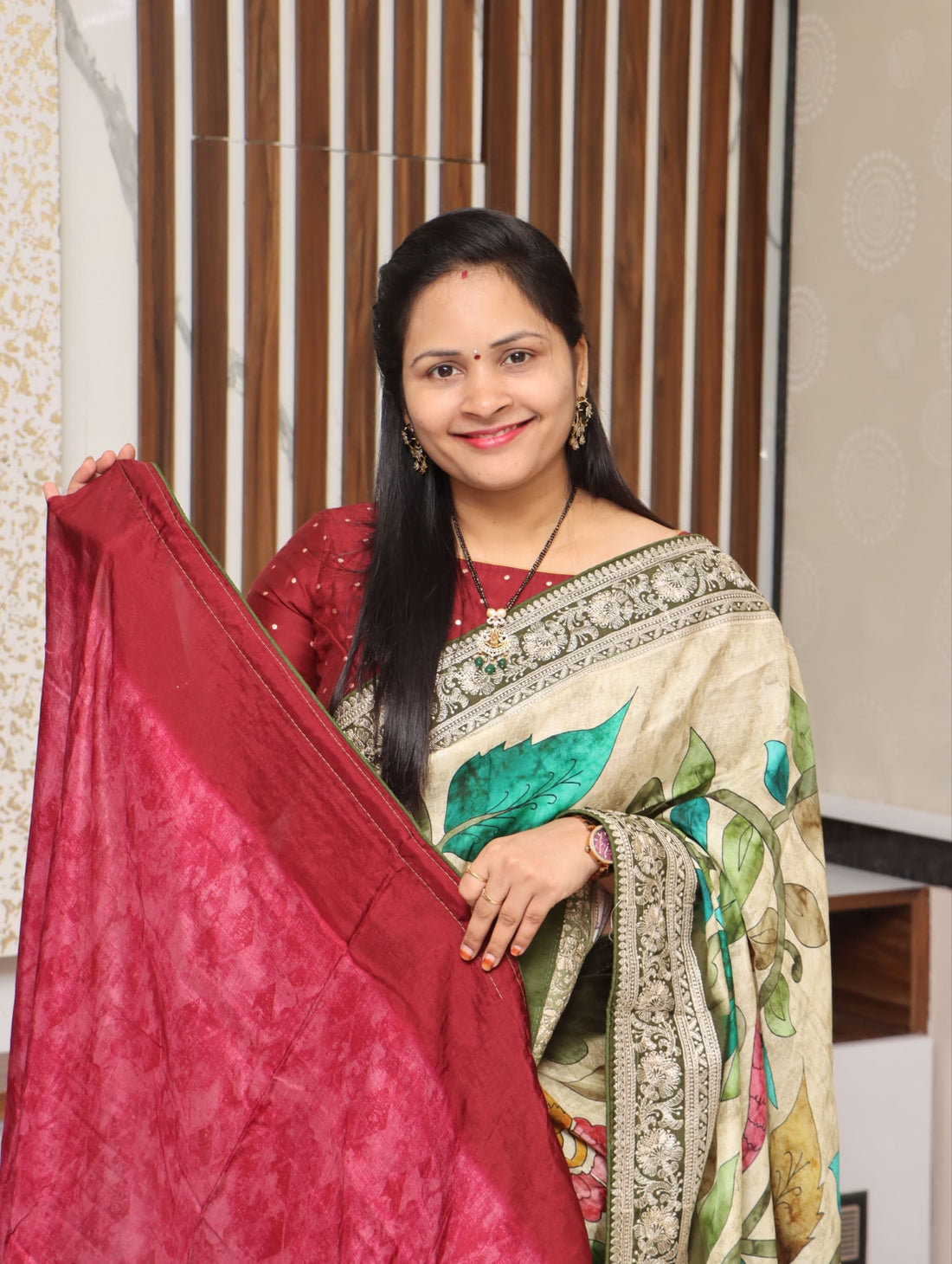 Dola Silk with embroidery borders