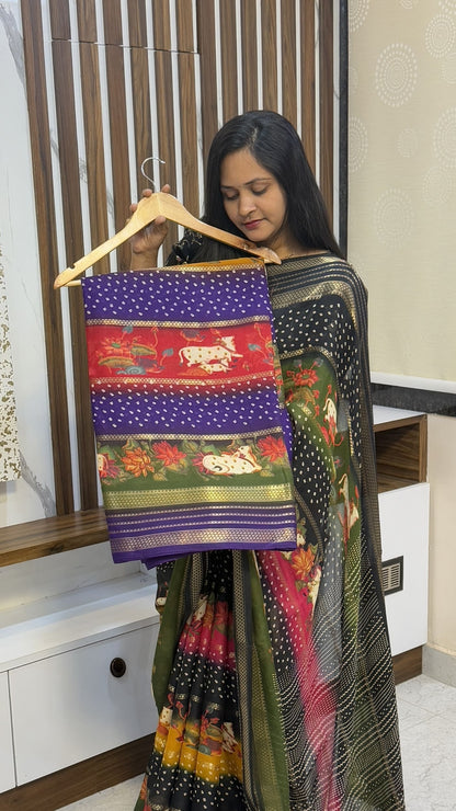 Pichwai Multi Colour saree