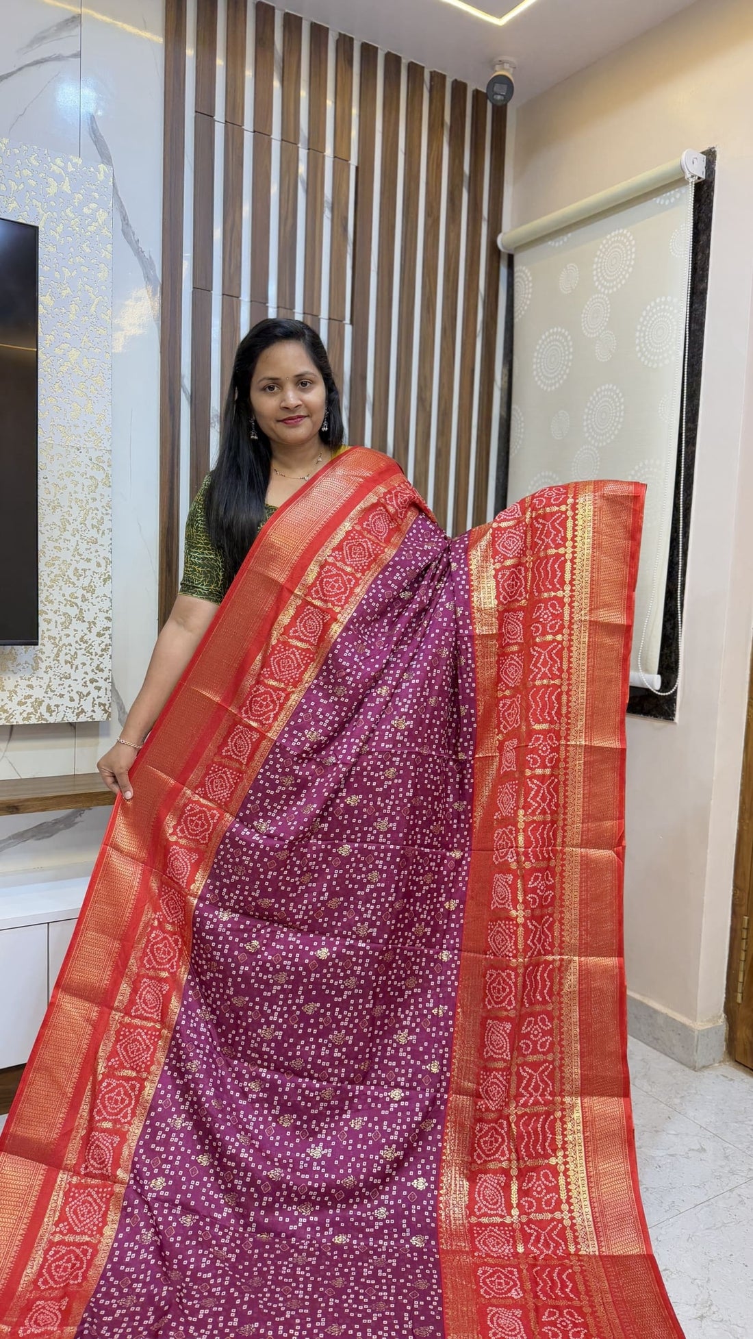 Bandhini Red border Sarees