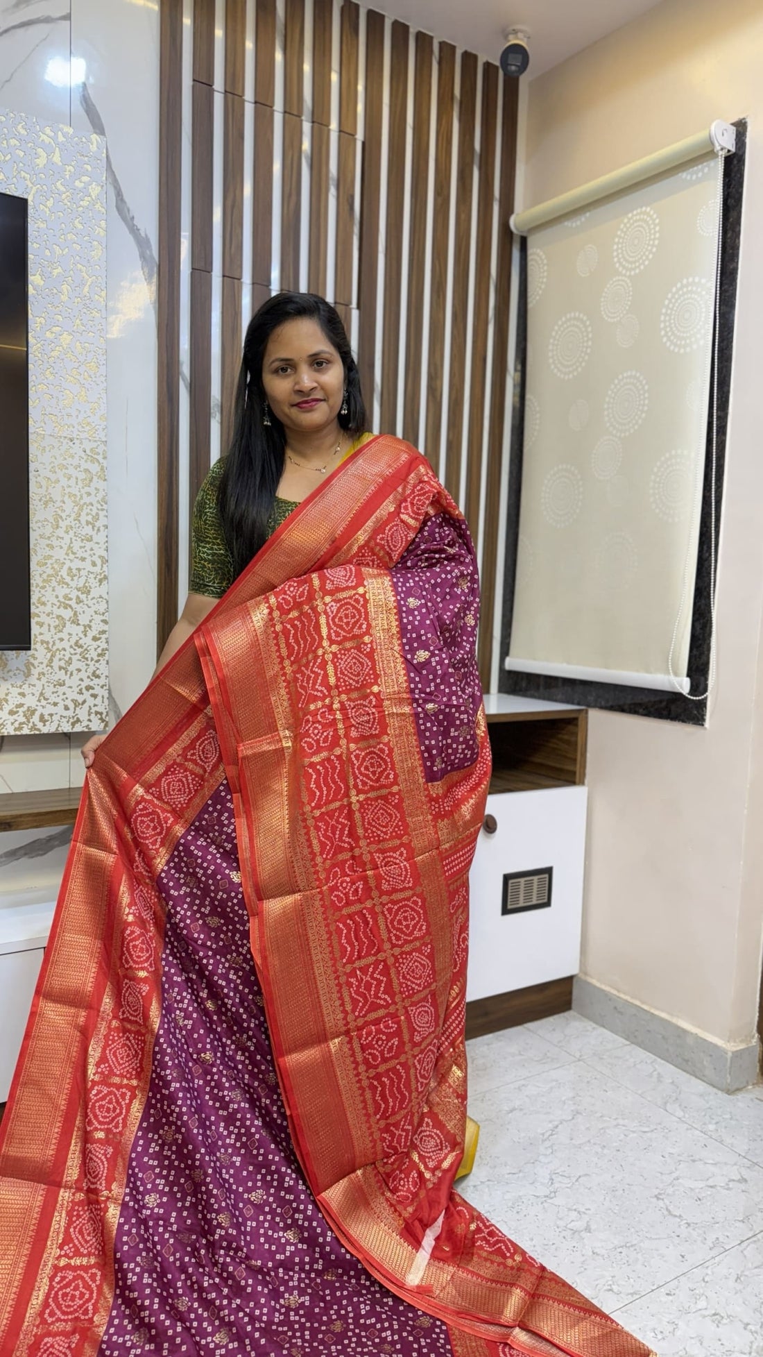 Bandhini Red border Sarees
