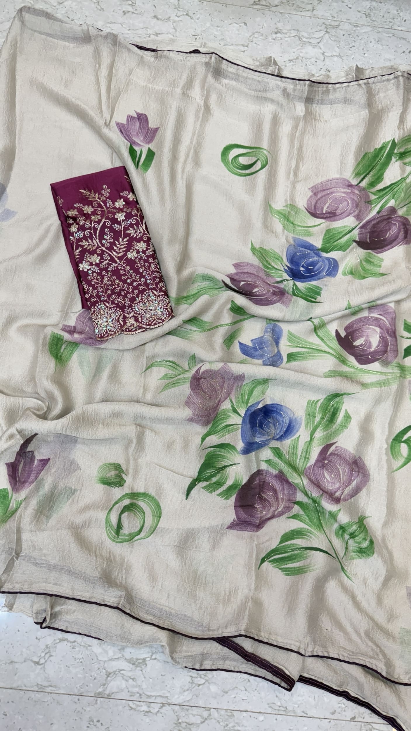 Georgette hand paint designs
