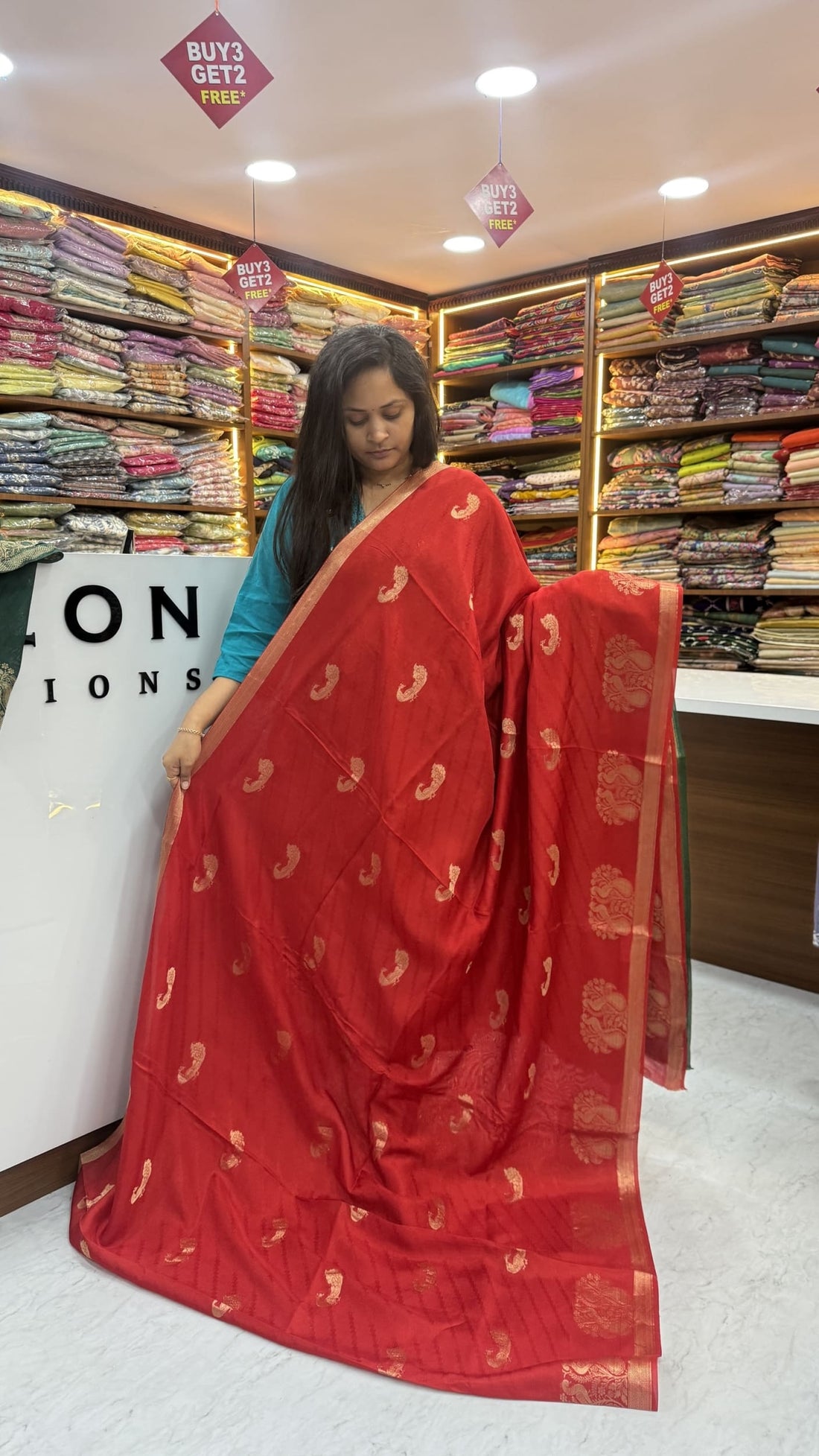 Red Jute Banarasi Saree