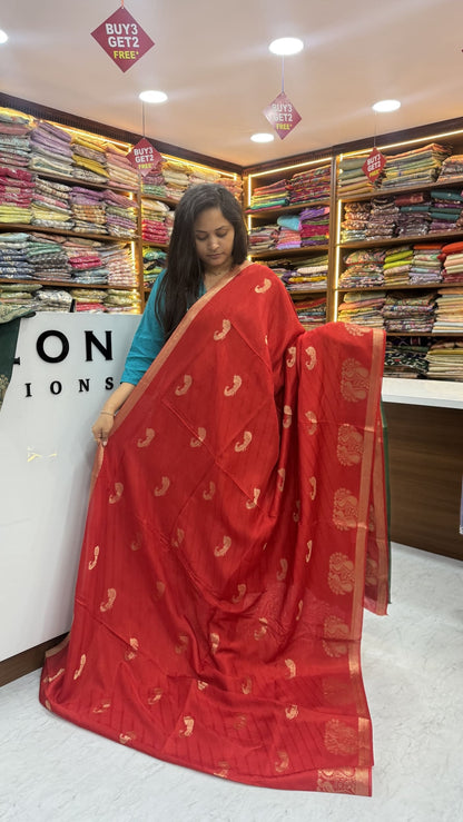 Red Jute Banarasi Saree
