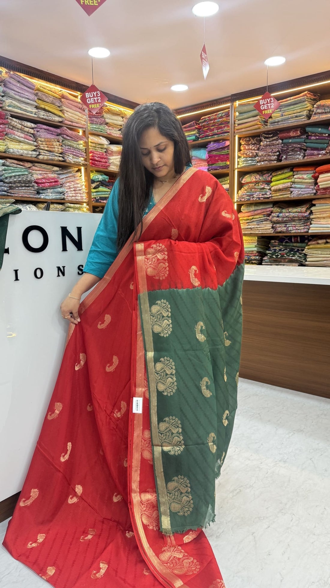 Red Jute Banarasi Saree