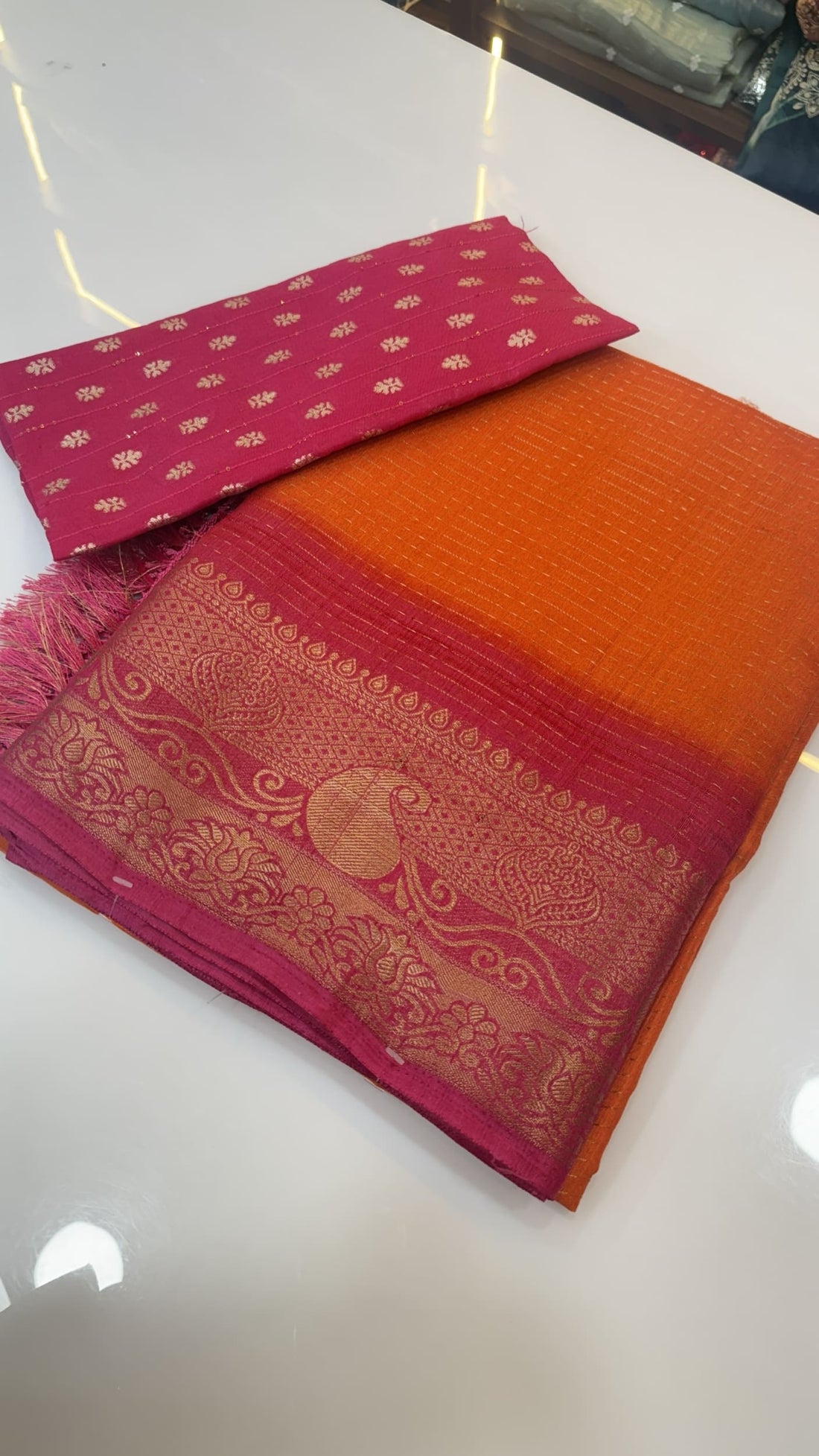 Orange &amp;amp; Pink Saree