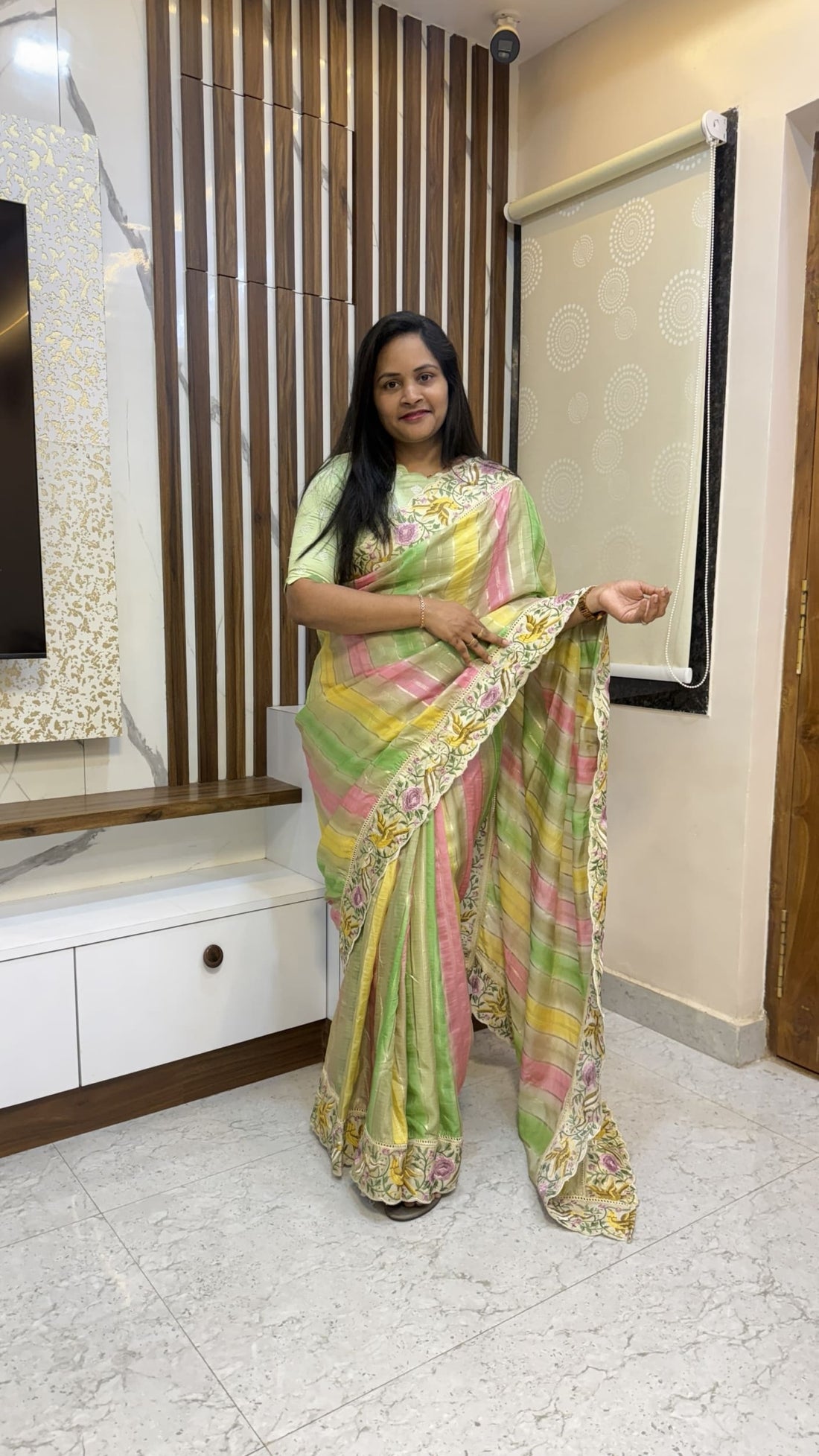 Multicolour Organza tissue saree