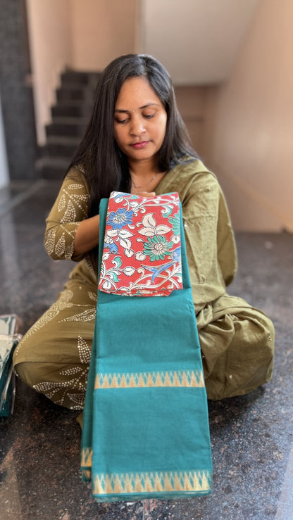 Mangalgiri Cotton Sarees with Kalamkari blouses