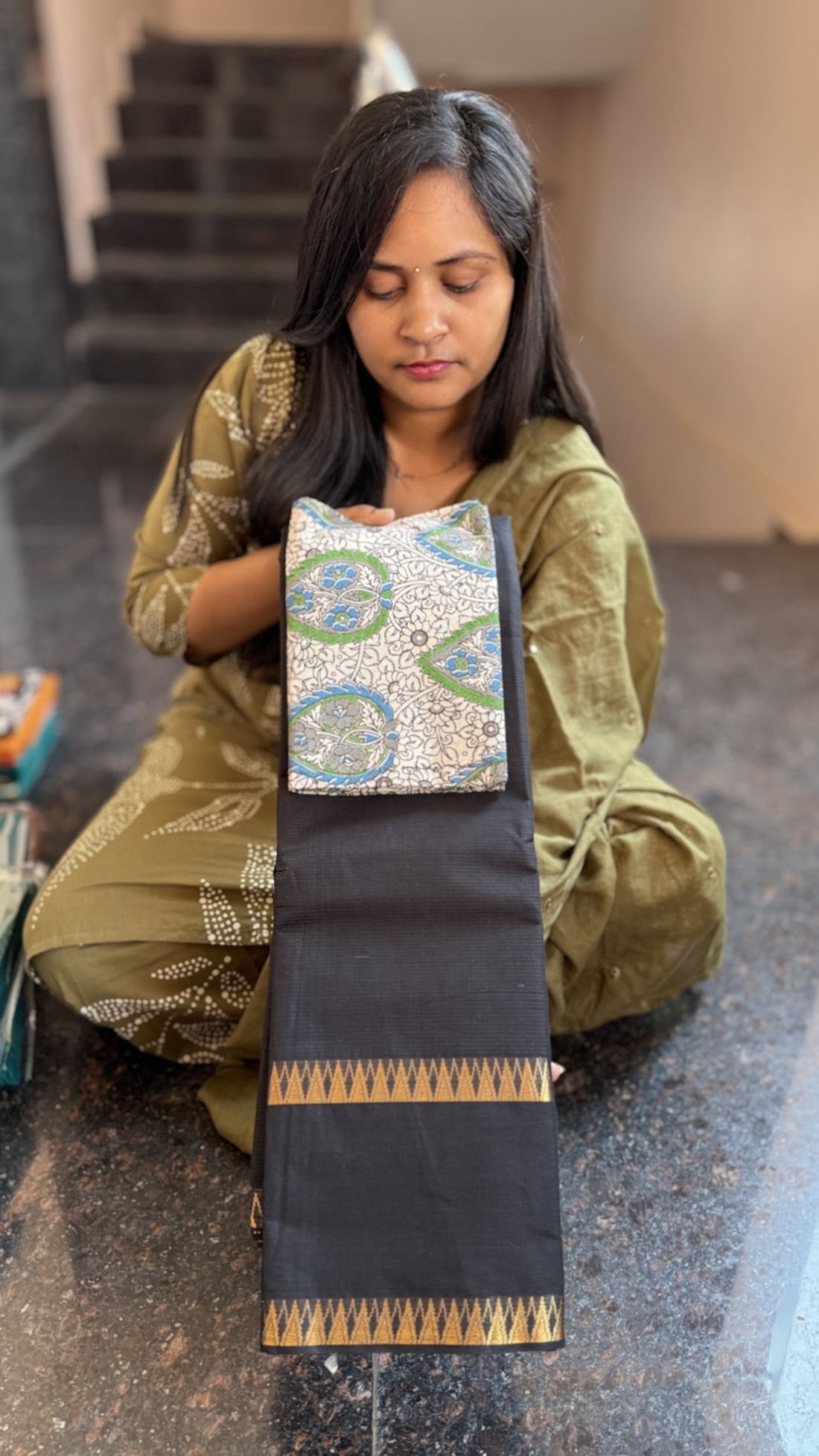 Mangalgiri Cotton Sarees with Kalamkari blouses