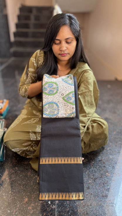 Mangalgiri Cotton Sarees with Kalamkari blouses
