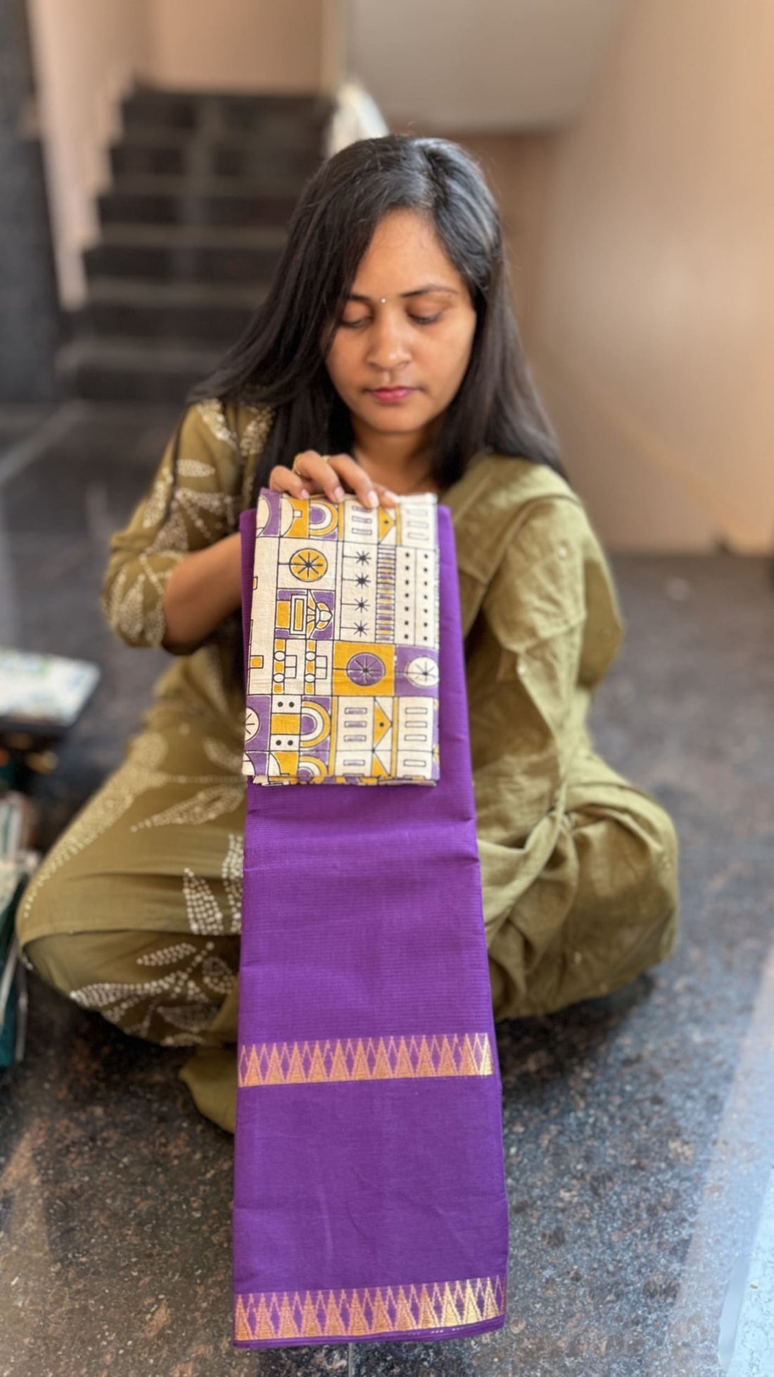 Mangalgiri Cotton Sarees with Kalamkari blouses
