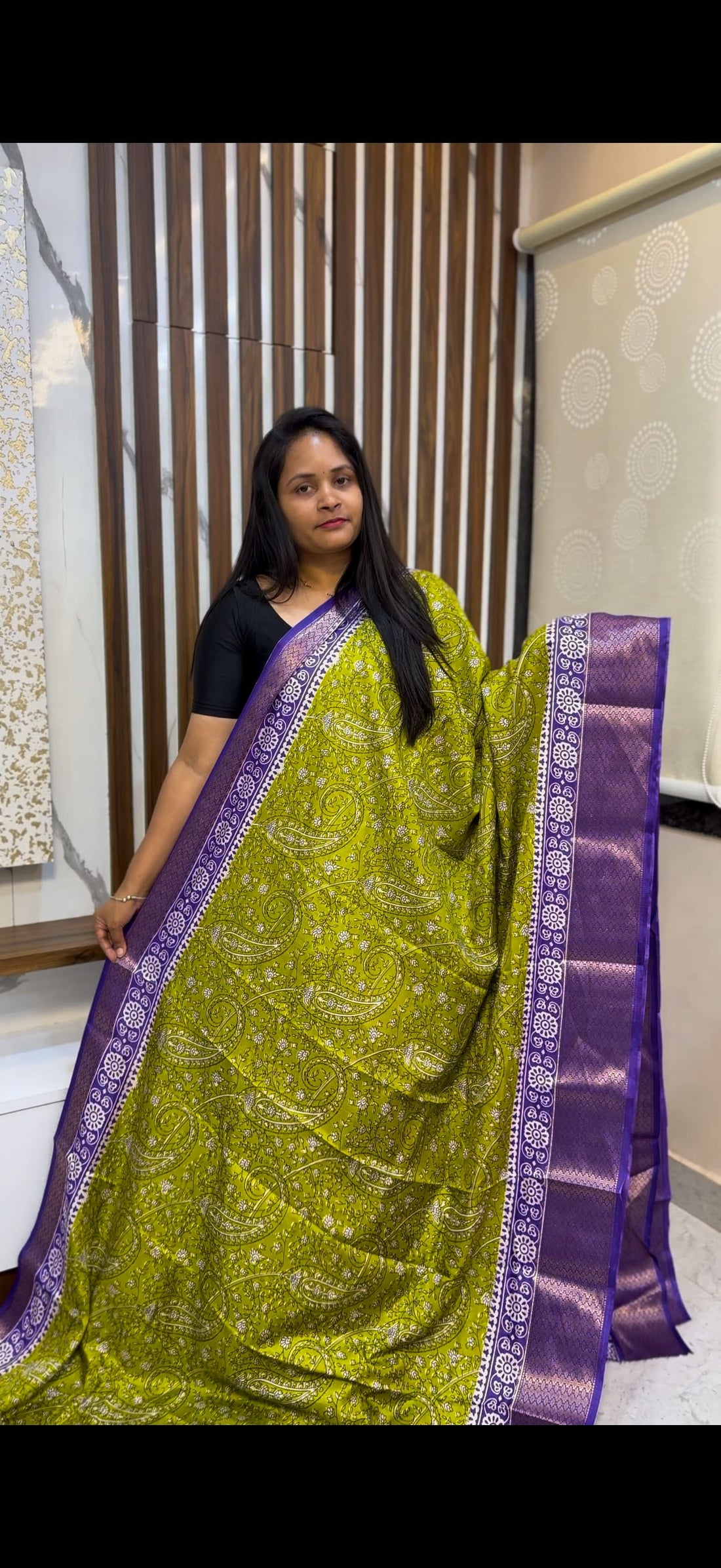 Green Florals with purple combination