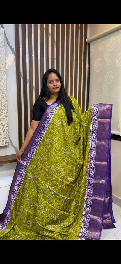 Green Florals with purple combination