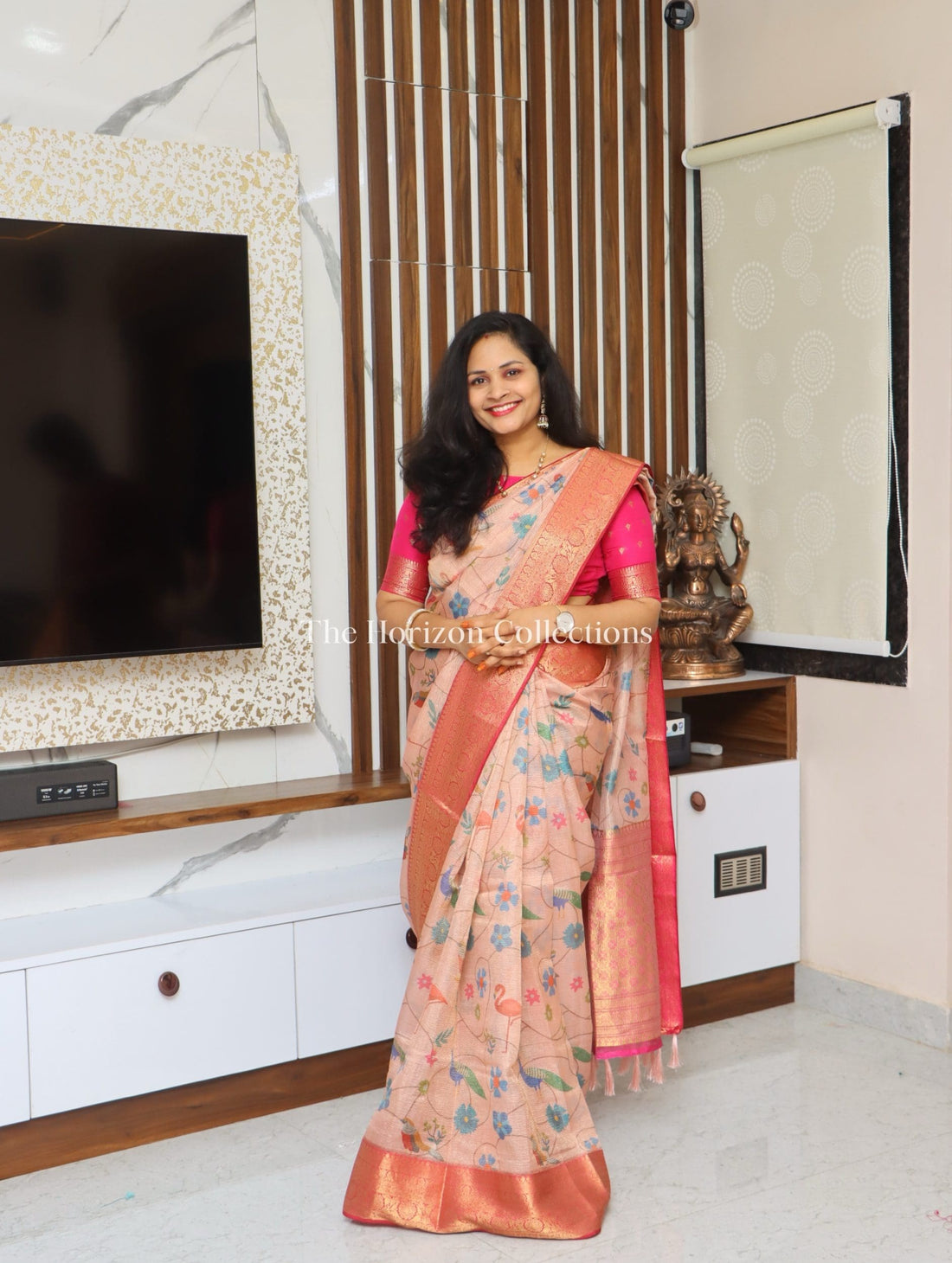 Premium quality Tussar Tissue Saree With Zari Woven Borders