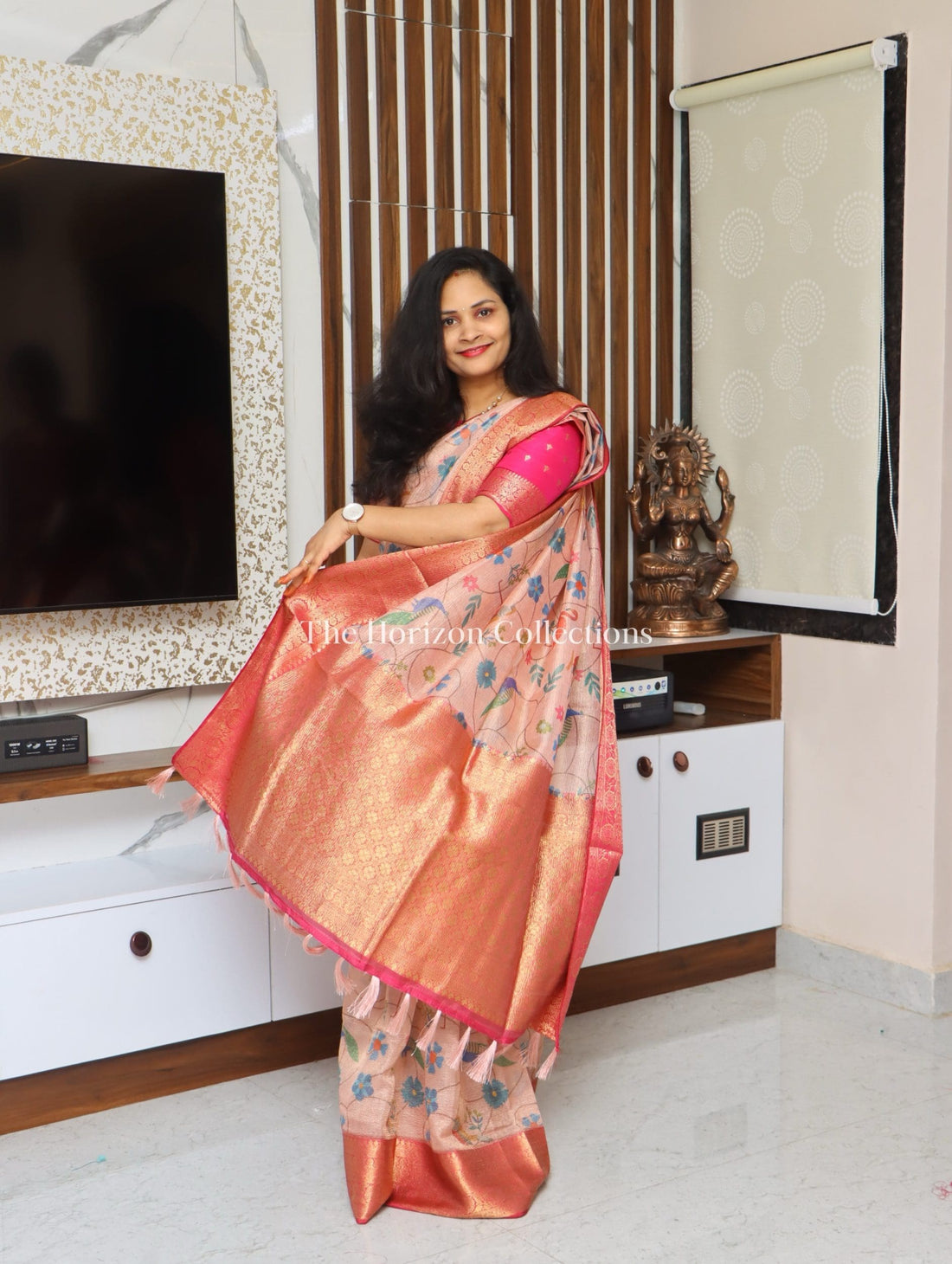 Premium quality Tussar Tissue Saree With Zari Woven Borders