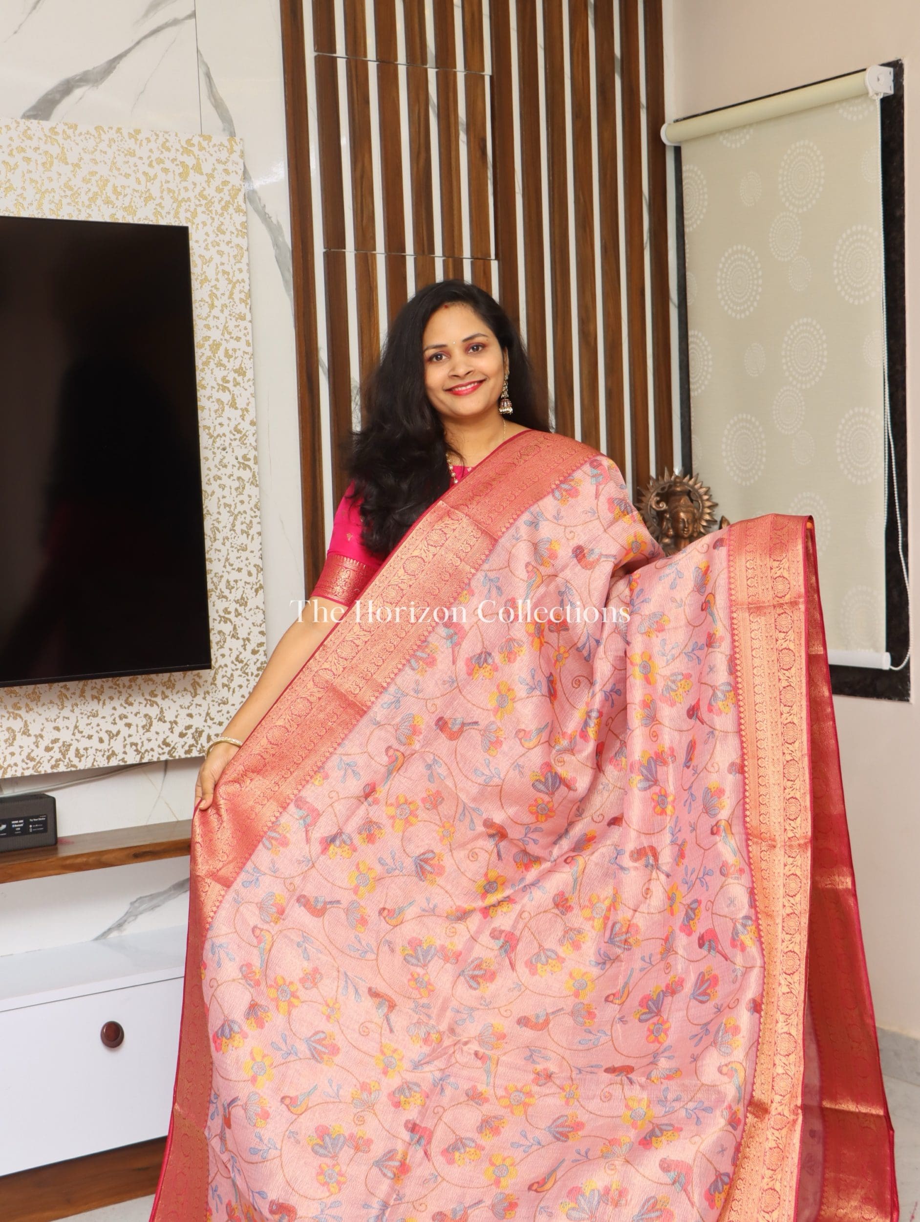 Premium quality Tussar Tissue Saree With Zari Woven Borders