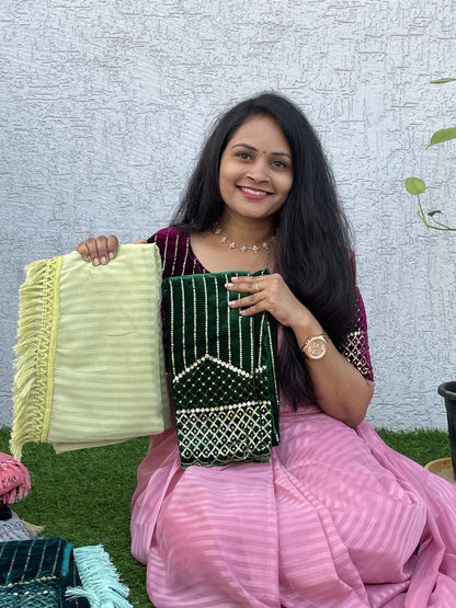 Plain Georgette with velvet blouse