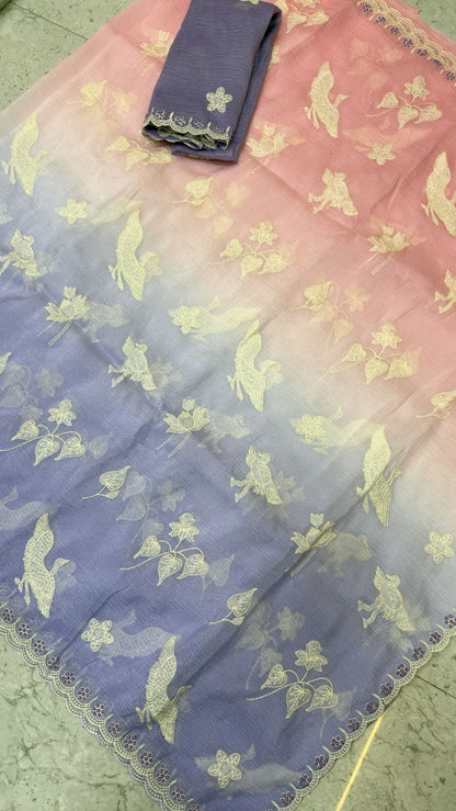 Tussar crush party wear saree