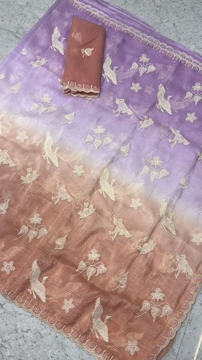 Tussar crush party wear saree