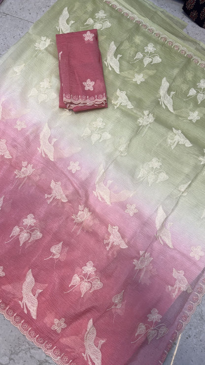 Tussar crush party wear saree
