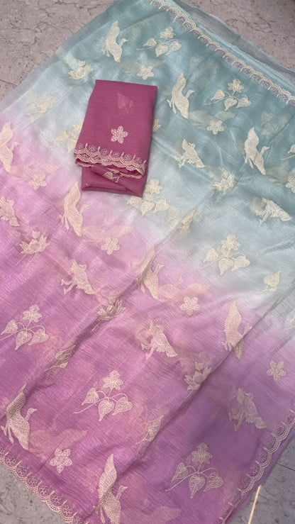 Tussar crush party wear saree